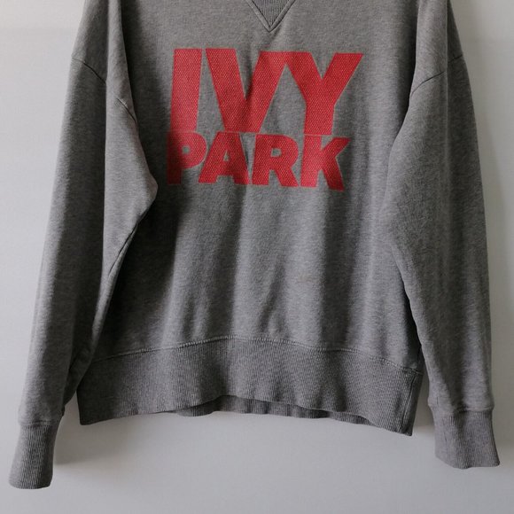 Ivy Park Womens Gray 3/4 Sleeve Crew Neck Drop Shoulder Sweatshirt Size M - Picture 3 of 7